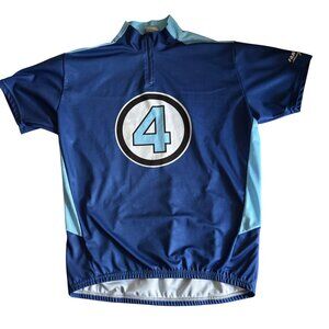 Marvel Fantastic Four Blue Cycling Jersey Short Sleeve Mens Size L